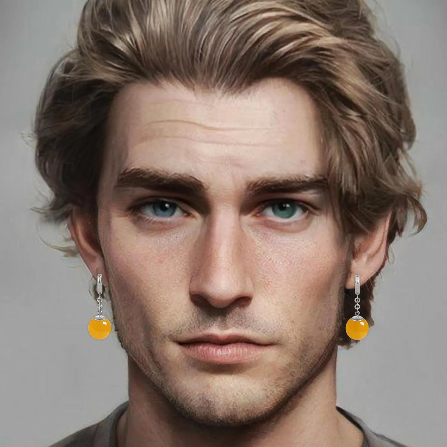 Anime Goku Potara Ball Dragon Z Black Vegetto Cosplay Sterling Silver Clip On Drop Hoop Earrings for Men Women Hypoallergenic Nature Jade Citrine Onyx Crystal Jewelry Gifts