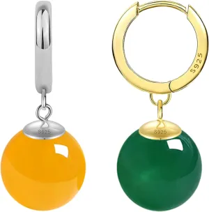 Anime Goku Potara Ball Dragon Z Black Vegetto Cosplay Sterling Silver Clip On Drop Hoop Earrings for Men Women Hypoallergenic Nature Jade Citrine Onyx Crystal Jewelry Gifts