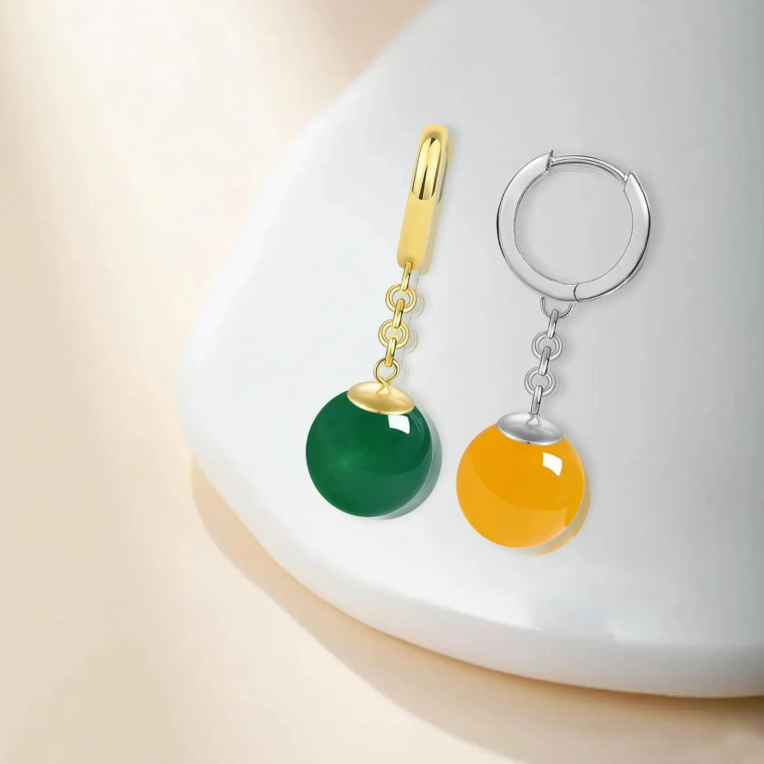 Anime Goku Potara Ball Dragon Z Black Vegetto Cosplay Sterling Silver Clip On Drop Hoop Earrings for Men Women Hypoallergenic Nature Jade Citrine Onyx Crystal Jewelry Gifts