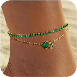 Ankle Bracelets for Women Gold Initial Anklet For Women Waterproof Dainty Adjustable Tennis Ankle for Summer Beach Jewelry