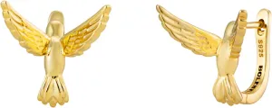 Artistic Hummingbird Bird Hoop Earrings Jewelry with 14K Gold Plated & Hypoallergenic 925 Sterling Silver Posts