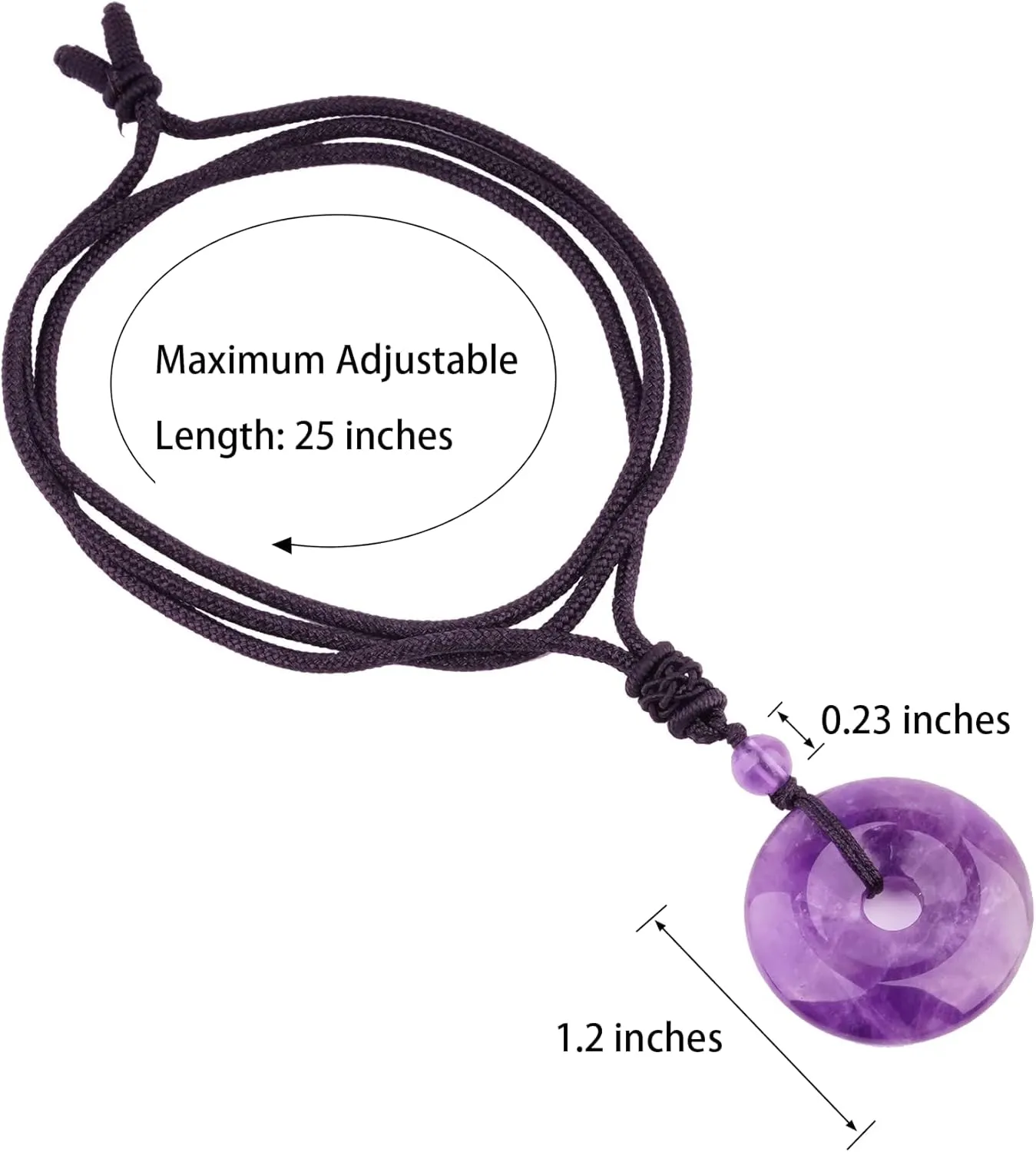 ASGIFT Lucky Coin Crystal Necklace 30mm Round Donut Natural Quartz Protection Pendant with Adjustable Rope Reiki Healing Crystal Stone Spiritual Necklaces for Men Women