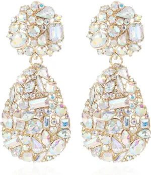 ATIMIGO Rhinestone Teardrop Dangle Earrings Trendy Crystal Drop Statement Earrings hypoallergenic Chandelier Fashion Earrings for Women