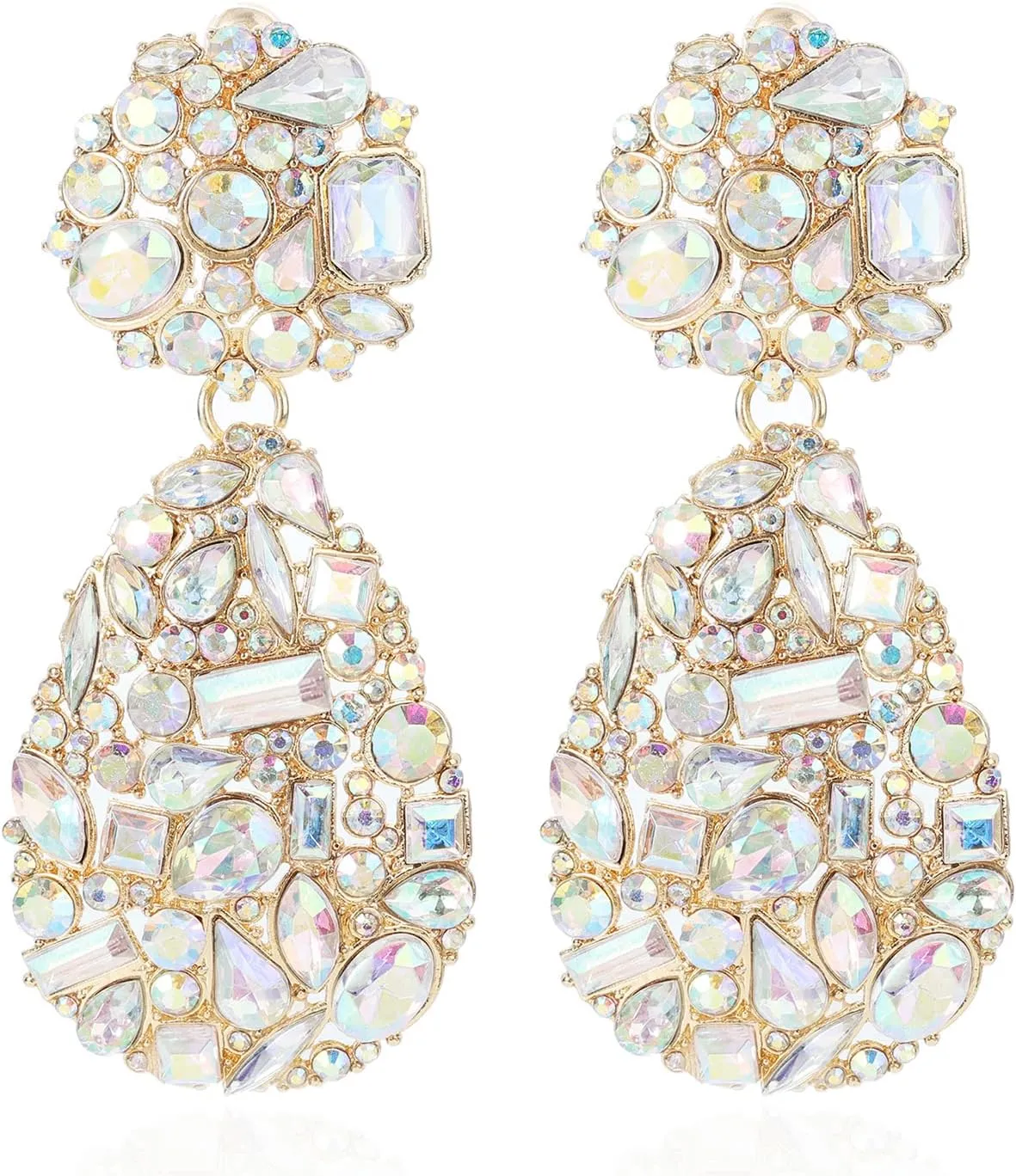 ATIMIGO Rhinestone Teardrop Dangle Earrings Trendy Crystal Drop Statement Earrings hypoallergenic Chandelier Fashion Earrings for Women