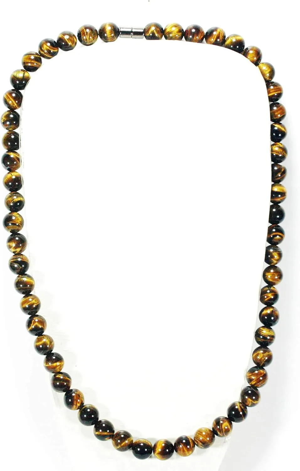 Auras by Osiris - Tiger Eye Beaded Necklace For Men - World Class Durability & Easy Lock Clasp - Good Luck - Confidence - Handmade in USA Tiger Eye 10mm)