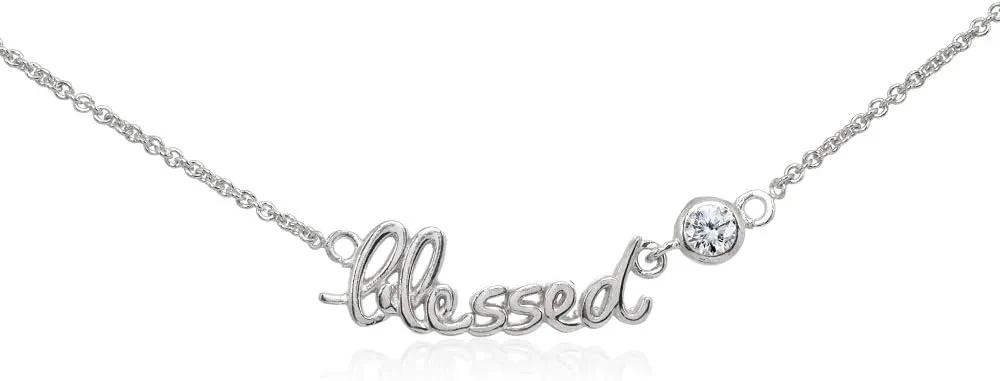 B. BRILLIANT Cubic Zirconia Inspirational Necklace for Women Men, Layered Necklace, Short Minimalist Dainty Choker Chain Necklace Sterling Silver