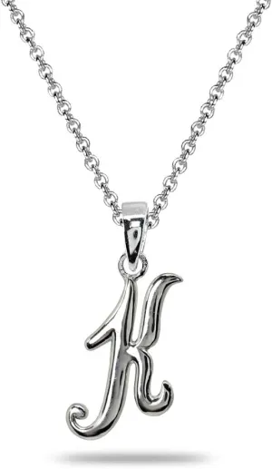 B. BRILLIANT Initial Necklaces for Women Sterling Silver Personalized Alphabet Letter Name Script Pendant Necklace for Women, A-Z