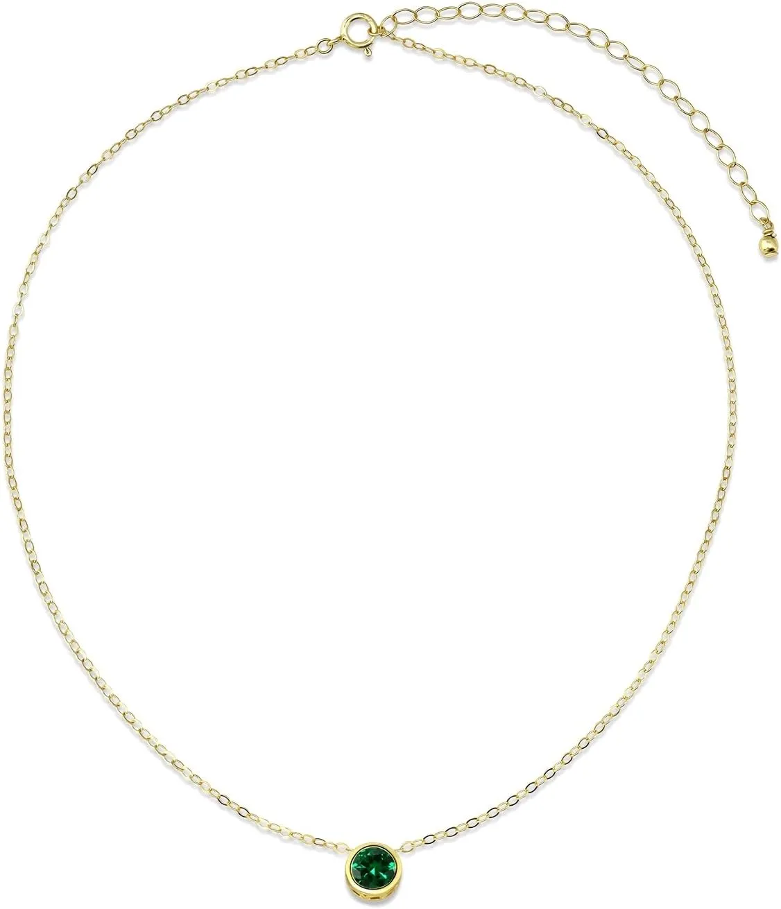 B. BRILLIANT Sterling Silver 7mm Round Bezel Set Genuine Simulated Gemstone Solitaire Pendant Dainty Choker Necklace for Women Jewelry Gift Box