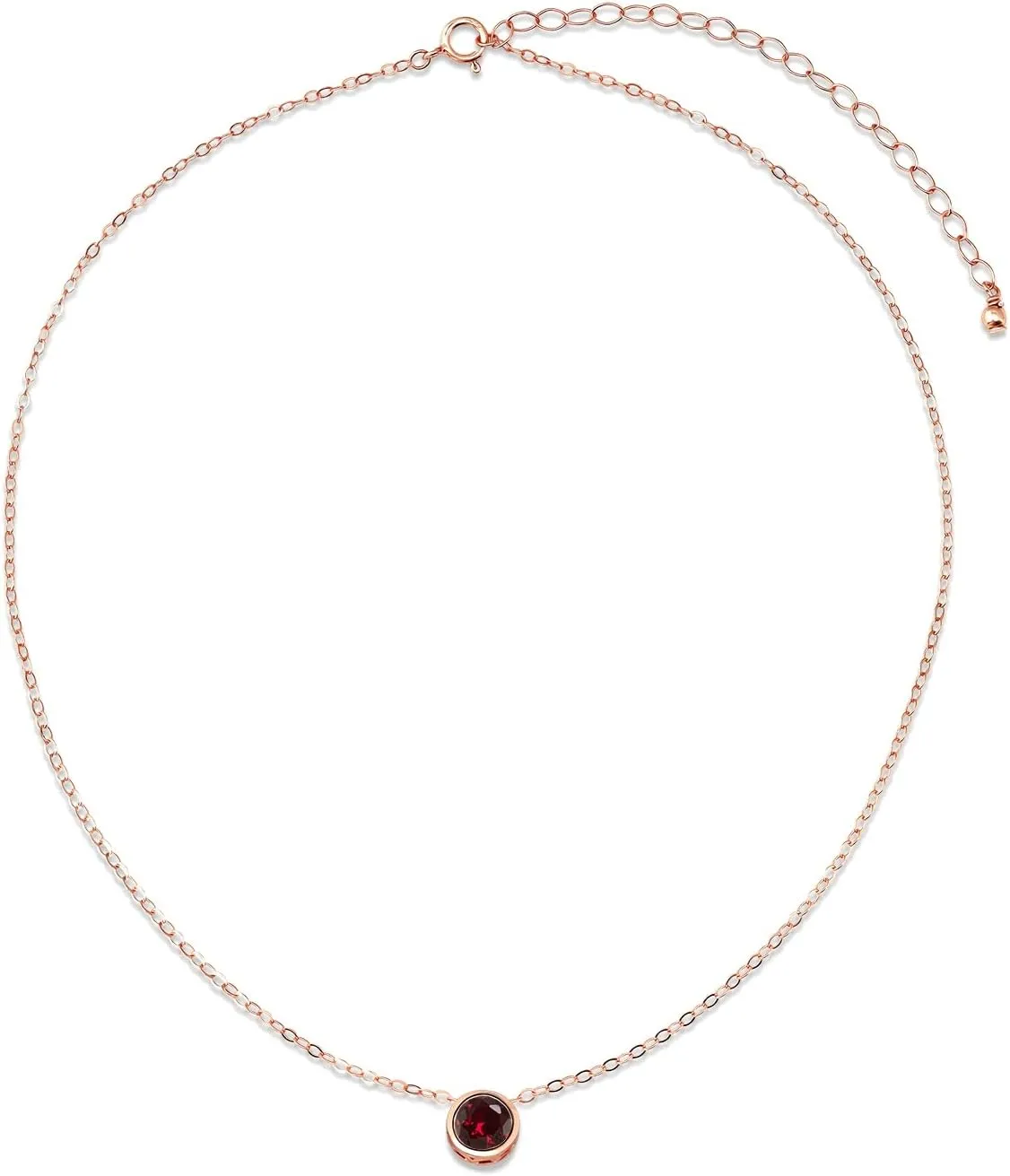 B. BRILLIANT Sterling Silver 7mm Round Bezel Set Genuine Simulated Gemstone Solitaire Pendant Dainty Choker Necklace for Women Jewelry Gift Box