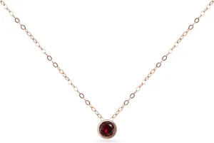B. BRILLIANT Sterling Silver 7mm Round Bezel Set Genuine Simulated Gemstone Solitaire Pendant Dainty Choker Necklace for Women Jewelry Gift Box