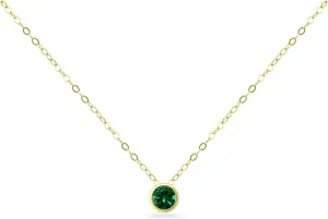 B. BRILLIANT Sterling Silver 7mm Round Bezel Set Genuine Simulated Gemstone Solitaire Pendant Dainty Choker Necklace for Women Jewelry Gift Box