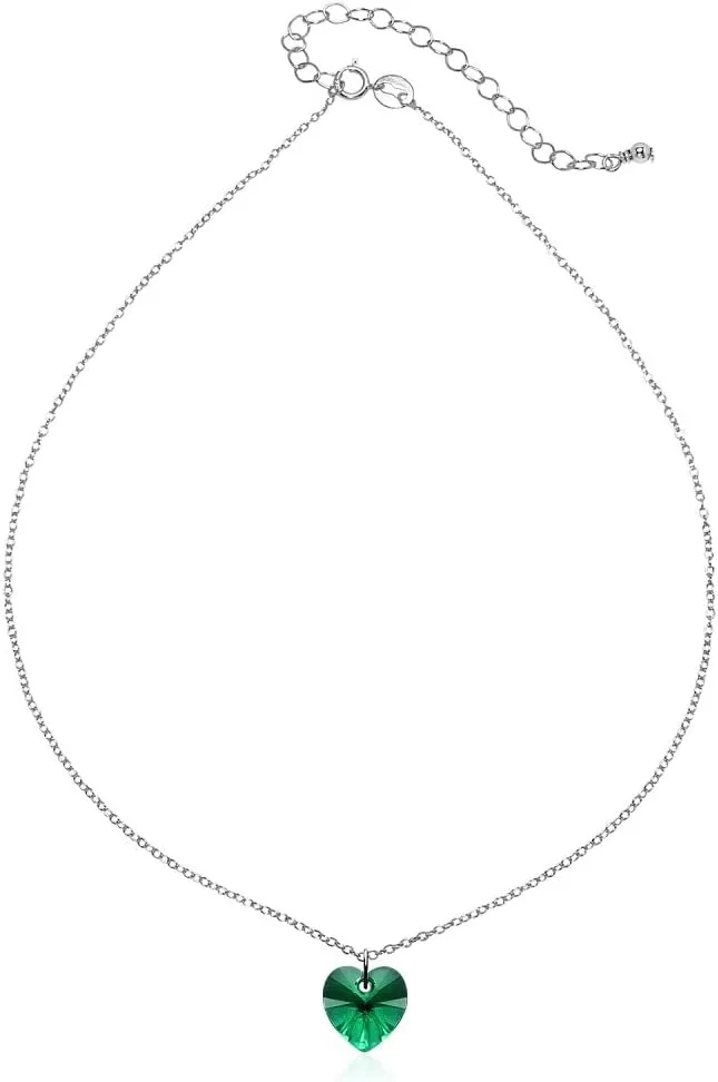 B. BRILLIANT Sterling Silver European Crystal Heart Short Choker Necklace for Women