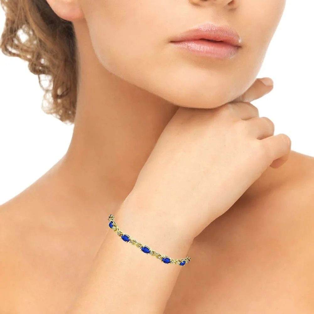 B. BRILLIANT Sterling Silver Genuine, Created or Simulated Gemstone 6x4mm Oval Infinity Bracelet for Women