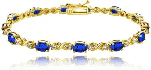 B. BRILLIANT Sterling Silver Genuine, Created or Simulated Gemstone 6x4mm Oval Infinity Bracelet for Women