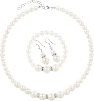 BABEYOND Pearl Necklace Earring Set - Faux Pearl Necklace for Women Costume Jewelry Bracelet Set for Brides