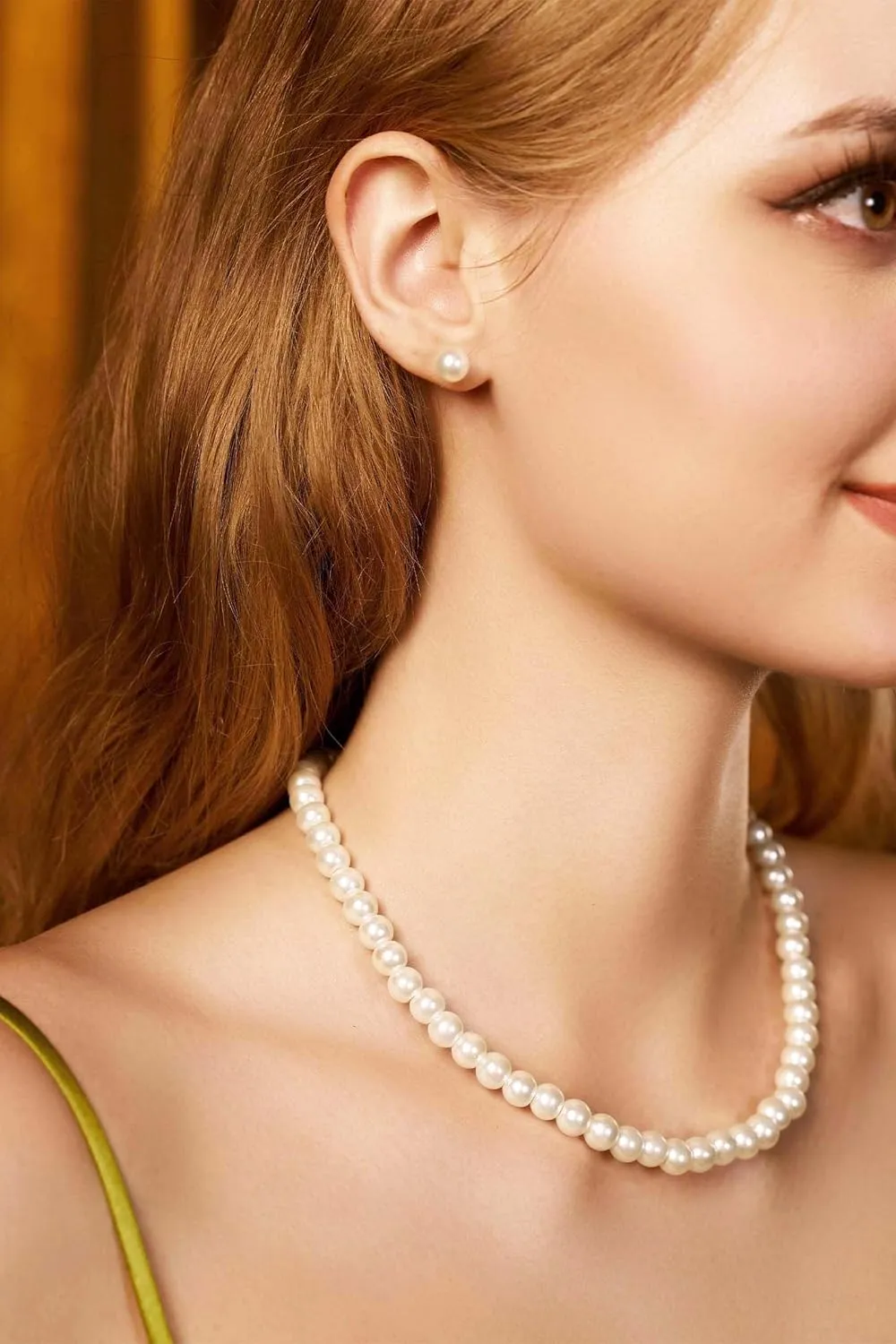 BABEYOND Pearl Necklace Earring Set - Faux Pearl Necklace for Women Costume Jewelry Bracelet Set for Brides