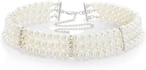 BABEYOND Pearl Necklace Round Imitation Pearl Choker Necklace 20s Flapper Necklace Accessories for Gatsby Themed Party