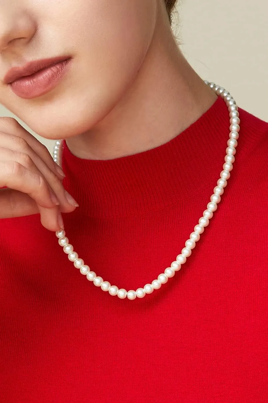 BABEYOND Round Imitation Pearl Necklace Wedding Pearl Necklace for Brides