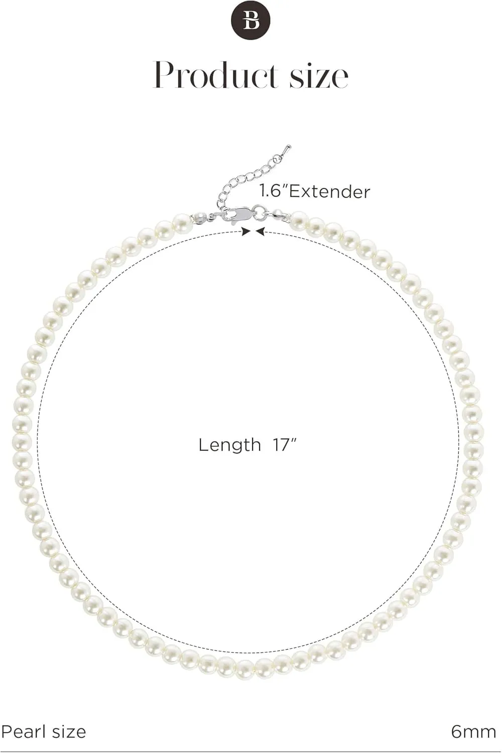 BABEYOND Round Imitation Pearl Necklace Wedding Pearl Necklace for Brides