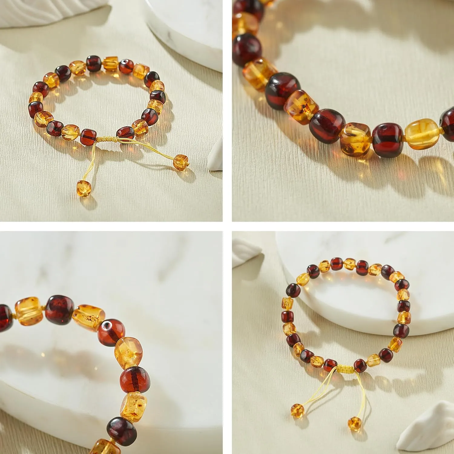 Baltic Amber raw Bracelet Gift Set -100% Certified and Authentic Premium Quality Raw Baltic Amber-True amber stone bead