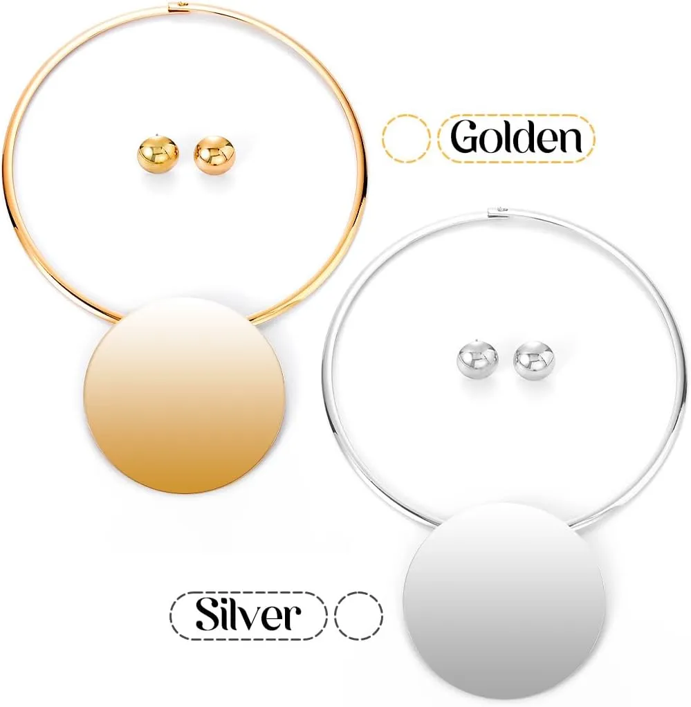 Barode African Choker Necklace Jewelry Sets Gold Round Statement Necklaces Earrings for Women