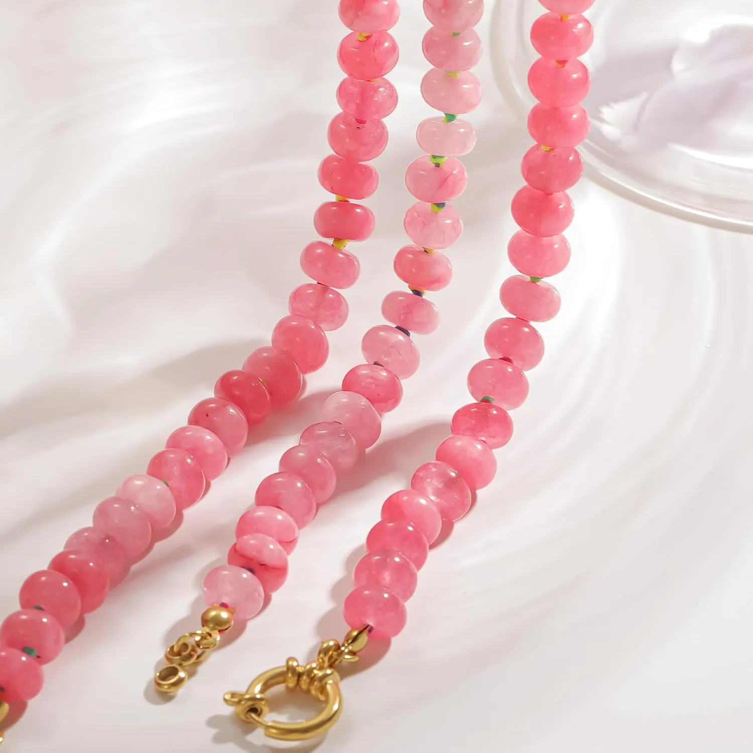 Beaded Necklace for Women, Colorful Boho Bead Choker Necklace Natural Stone Surfer Beach Necklace
