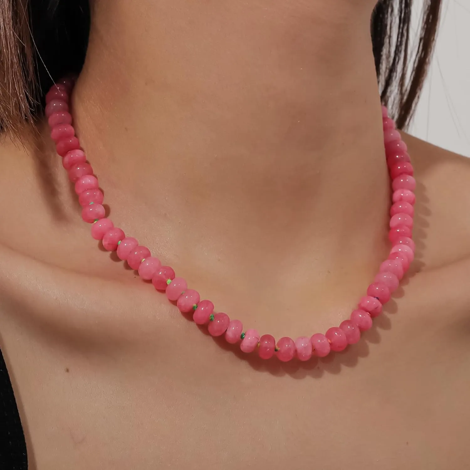 Beaded Necklace for Women, Colorful Boho Bead Choker Necklace Natural Stone Surfer Beach Necklace