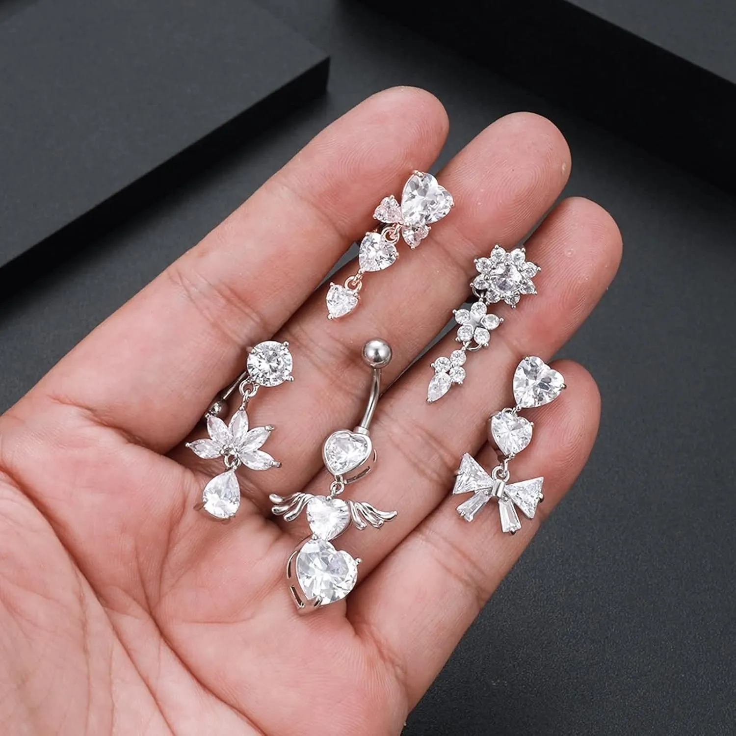 Belly Rings for Women Western, Stainless Steel Belly Button Rings Dangle 14G Navel Piercings Jewelry Inverted Unique Gifts