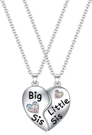 Big Sister Gifts for Girls, Big Little Sister BFF Friendship Necklaces Jewelry for 2