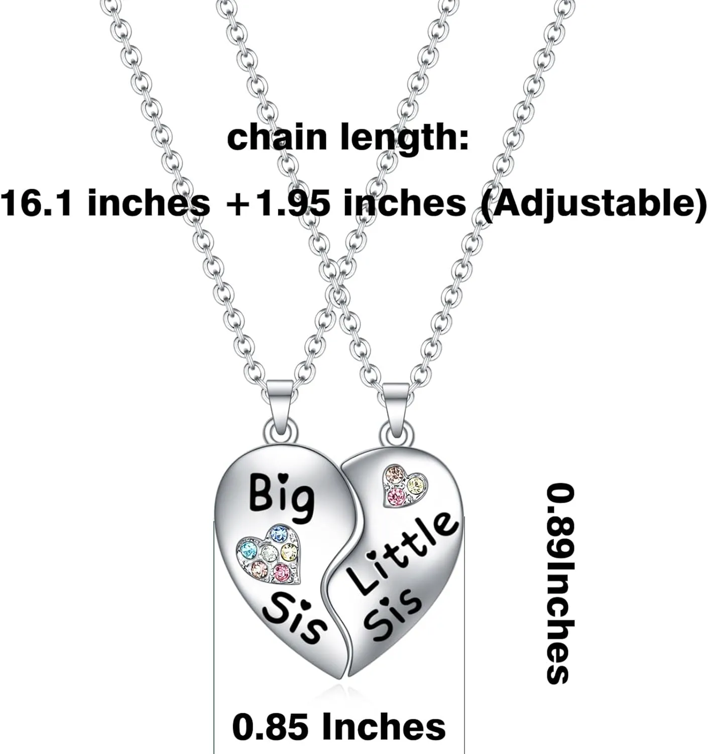 Big Sister Gifts for Girls, Big Little Sister BFF Friendship Necklaces Jewelry for 2