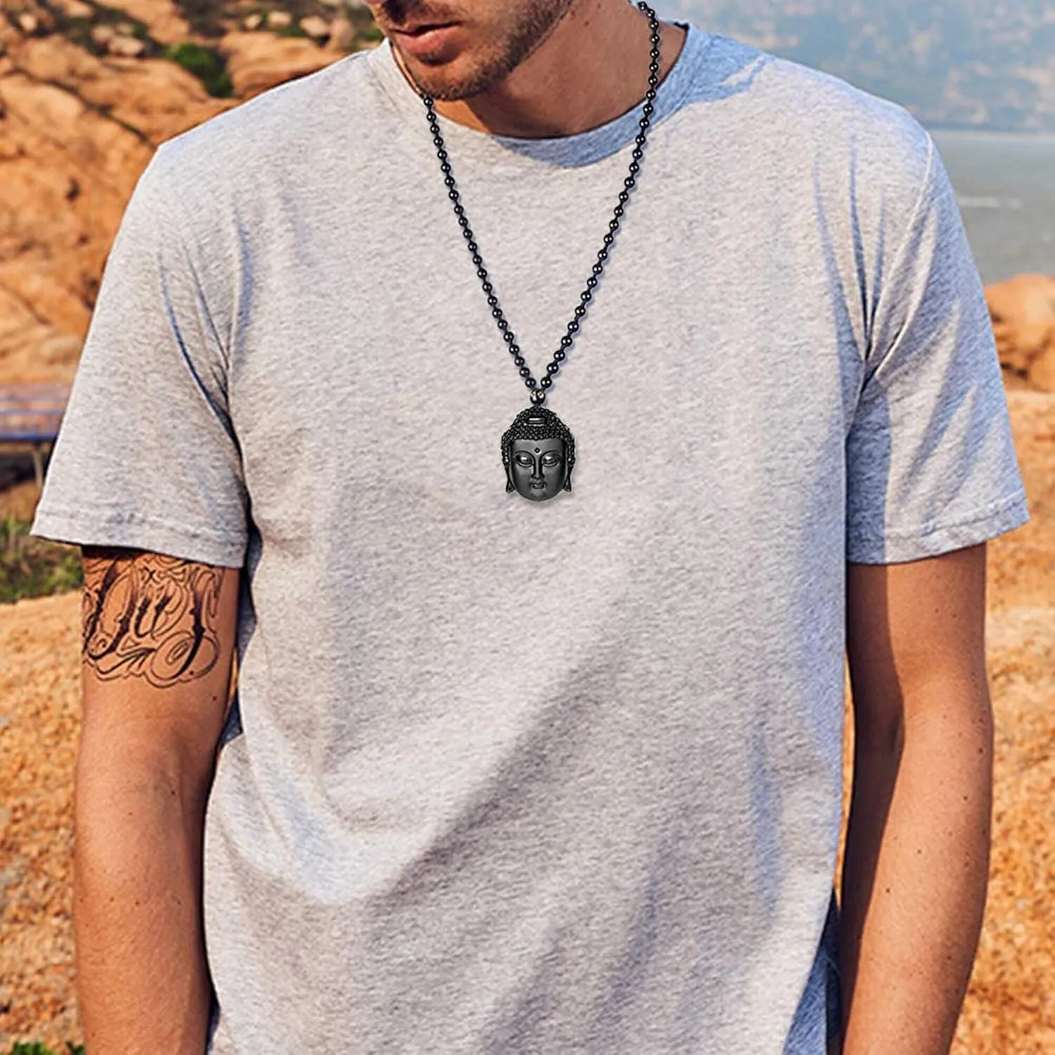 Black Obsidian Necklace Lucky Amulet Protection Pendant with Extended Bead Chain Healing Crystal Stone Talisman Necklaces Jewelry