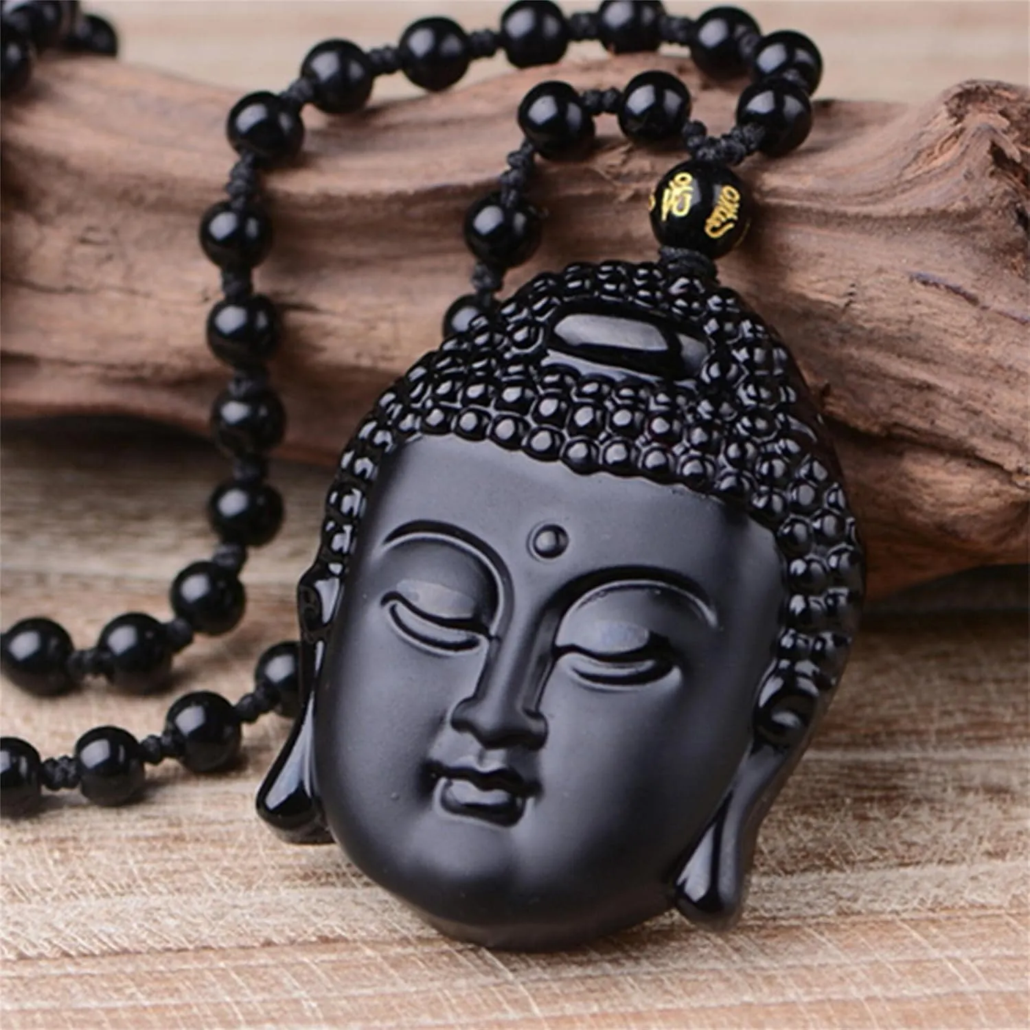 Black Obsidian Necklace Lucky Amulet Protection Pendant with Extended Bead Chain Healing Crystal Stone Talisman Necklaces Jewelry