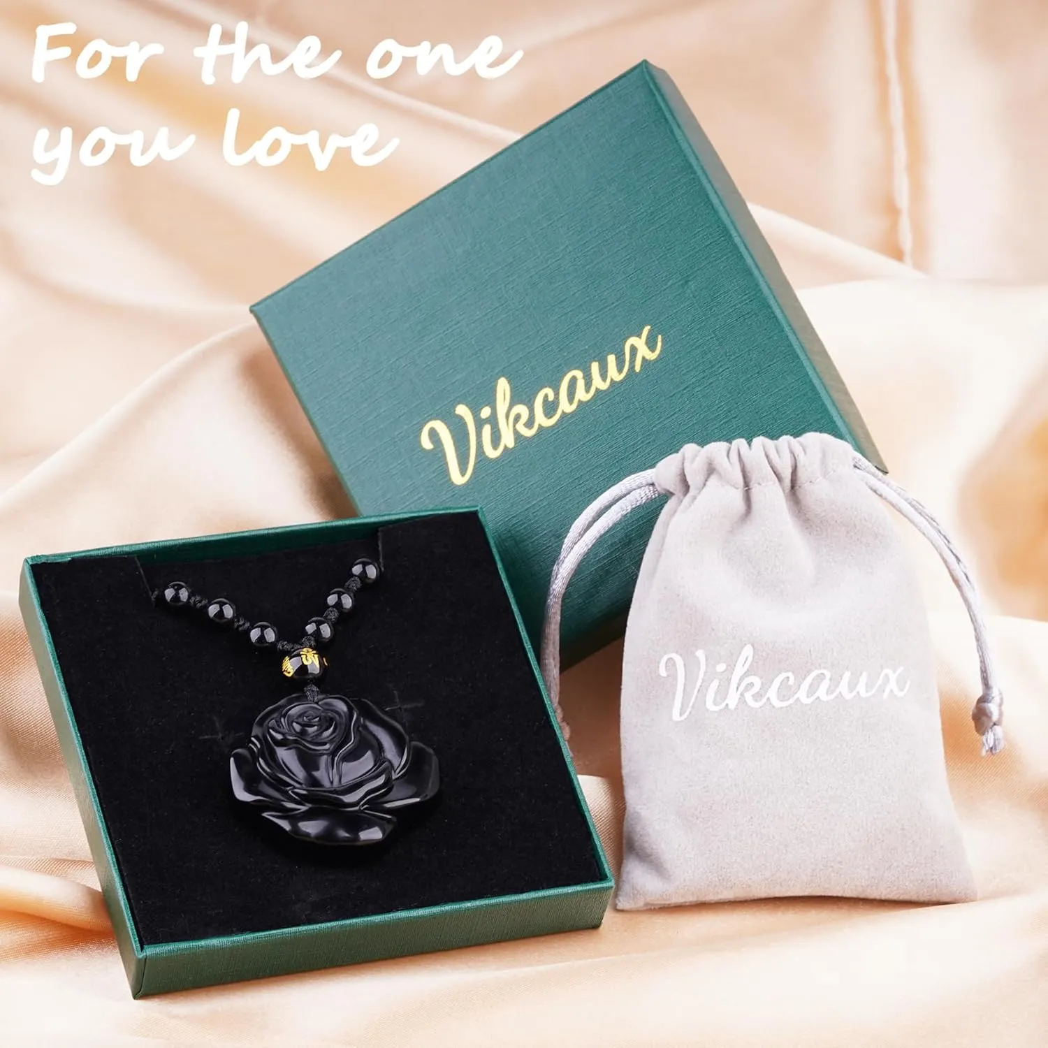 Black Obsidian Necklace Talisman Amulet Protection Pendant with Adjustable Bead Chain Healing Crystal Stone Necklaces for Men Women