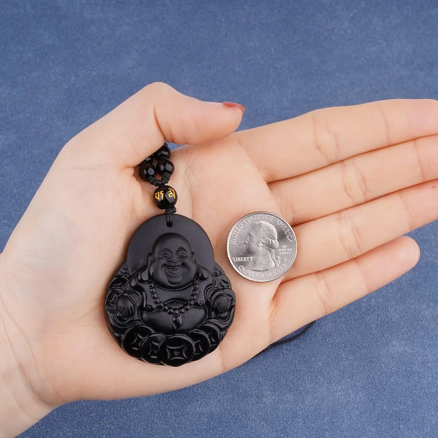 Black Obsidian Necklace Talisman Amulet Protection Pendant with Adjustable Bead Chain Healing Crystal Stone Necklaces for Men Women
