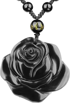 Black Obsidian Necklace Talisman Amulet Protection Pendant with Adjustable Bead Chain Healing Crystal Stone Necklaces for Men Women