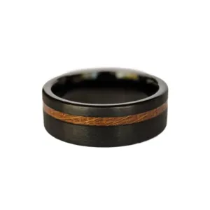 Black Whiskey Barrel Rings for Men Unique Wedding Band 8mm Tungsten and Wood Rings Bourbon Barrel Wooden Ring Couples Ring Set