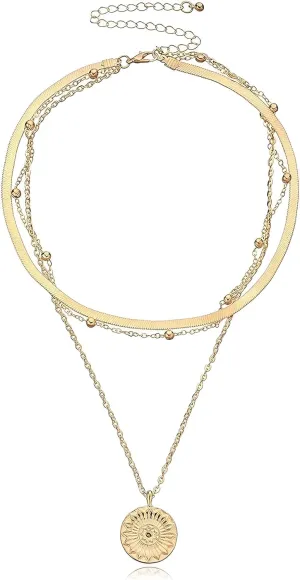 Blingsoul Pendant Necklace for Women - Dainty Double Layer Necklaces Fashionable Jewelry Gift for Womens