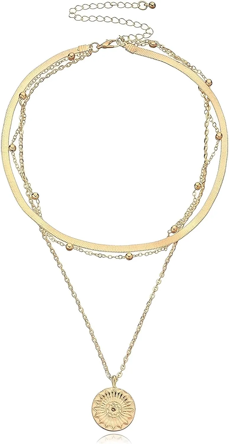 Blingsoul Pendant Necklace for Women - Dainty Double Layer Necklaces Fashionable Jewelry Gift for Womens