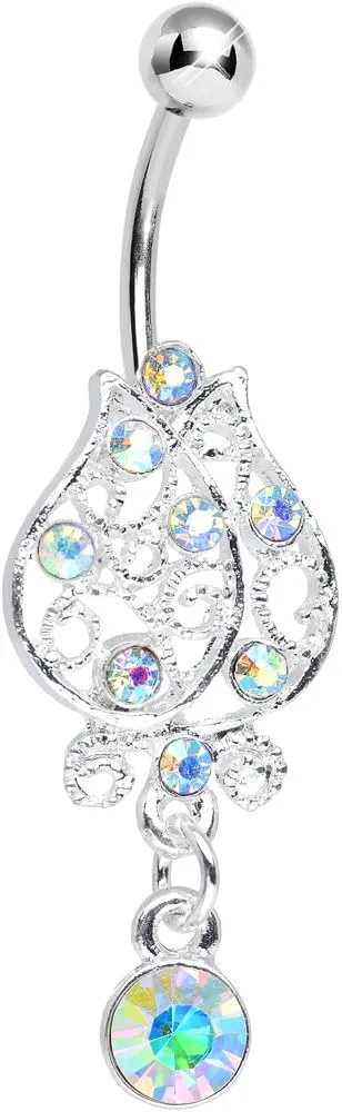 Body Candy Aurora Brilliant Rosebud Dangle Belly Ring
