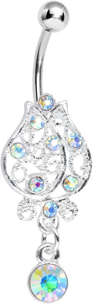 Body Candy Aurora Brilliant Rosebud Dangle Belly Ring