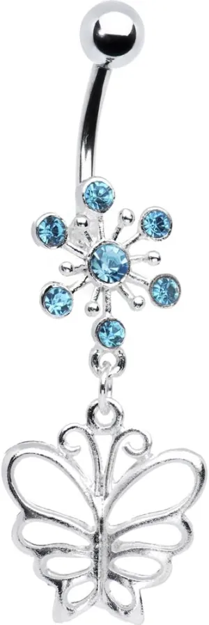 Body Candy Brilliant Blue Explosion Butterfly Belly Ring