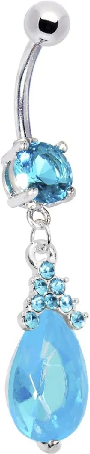 Body Candy Brilliant Blue Princess Teardrop Belly Ring