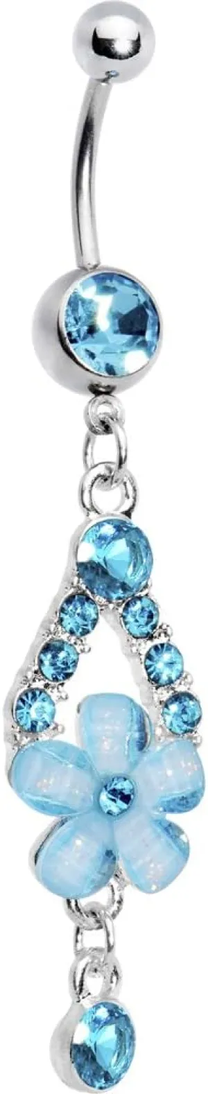 Body Candy Brilliant Blue Springtime Flower Belly Ring