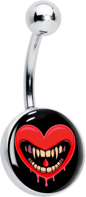 Body Candy Valentine Heart Vampire Belly Ring Hypoallergenic Stainless Steel