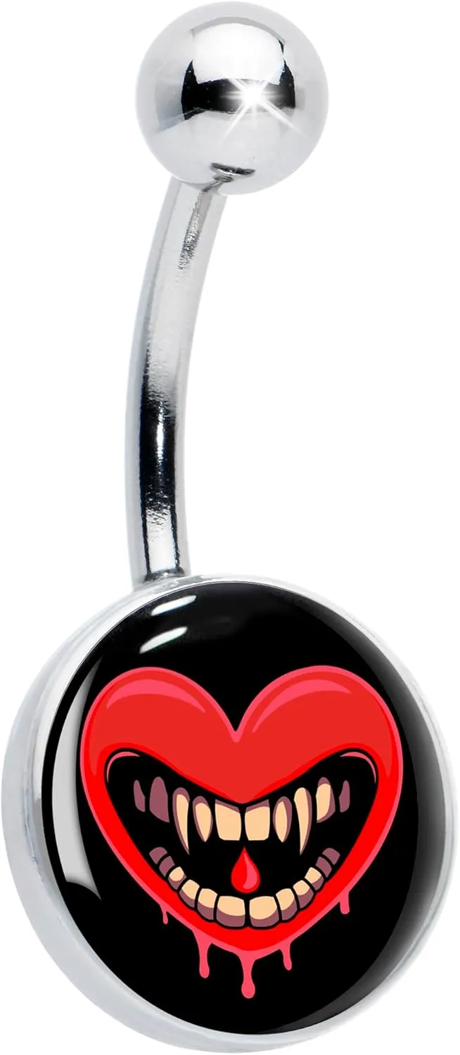 Body Candy Valentine Heart Vampire Belly Ring Hypoallergenic Stainless Steel