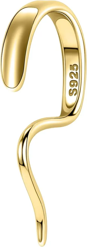 BodyAce 925 Sterling Silver Lip Rings Fake Labret Piercings, 16G Gold Real Lower Lip Studs Punk Faux Lip Cuff, Unique Design Non-Piercing Body Jewelry