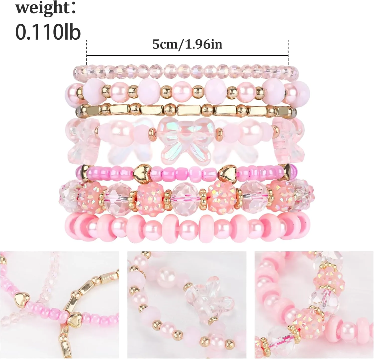Bohemian Beaded Bracelets for Women Stackable Glass Beads Stretch Bracelets Boho Multilayered Disco Ball Faceted Crystal Beads Bracelet Set Handmade Trendy Jewelry Gift for Women