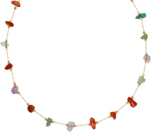 Boho Beaded Choker Gemstone Natural Pearl Necklace for Women 14K Gold Plated Beach Summer Colorful Jewelry
