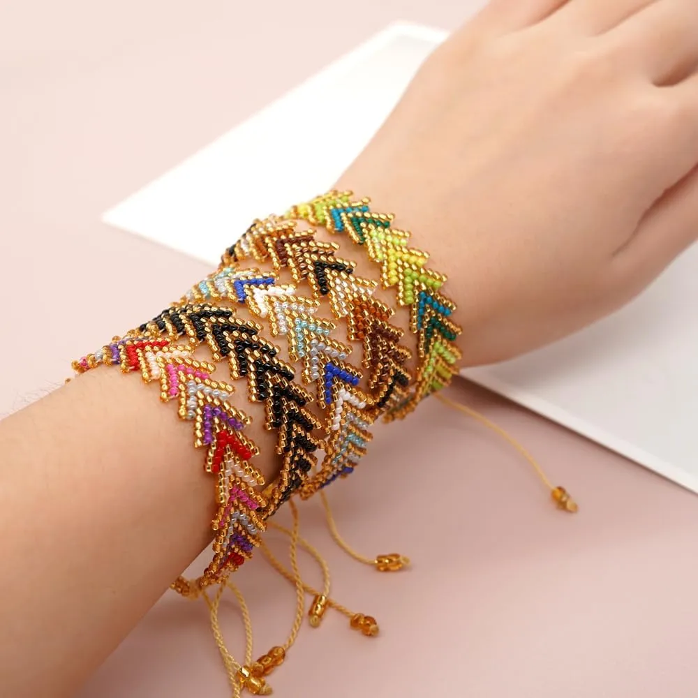 Boho Beaded Strand Wrap Bracelets for Women Handmade Adjustable Charm String Rope Braided Bohemia Colorful Seed Beads Friendship Bracelets Fashion Jewelry Gift