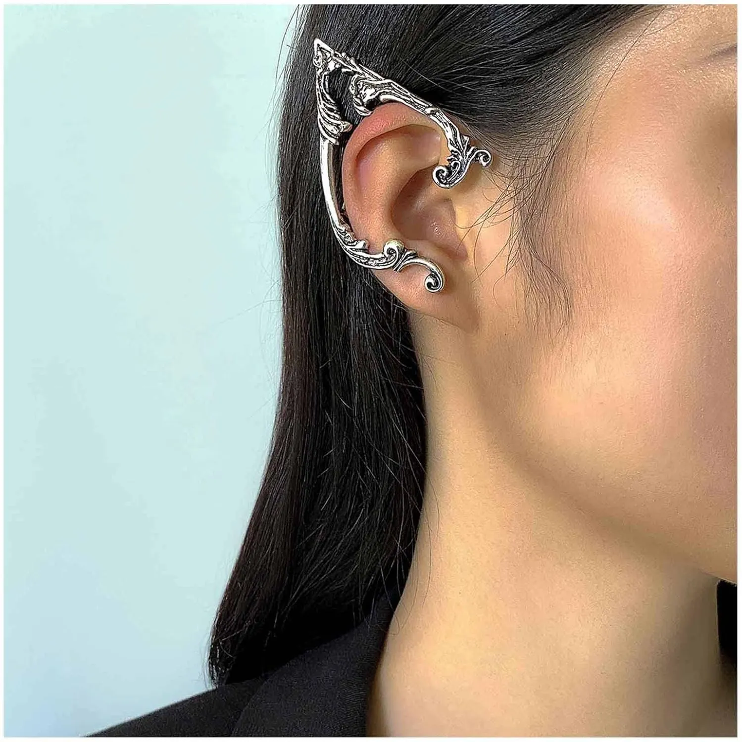 Boho Elf Ear Cuff Earrings Silver Elves Cuff Wrap Earrings Punk Fairy Clip Cuff Earrings Elven Ear Wrap Earrings Jewelry for Women and Girls
